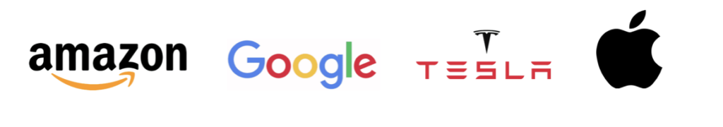 Amazon Google Tesla Apple Logos